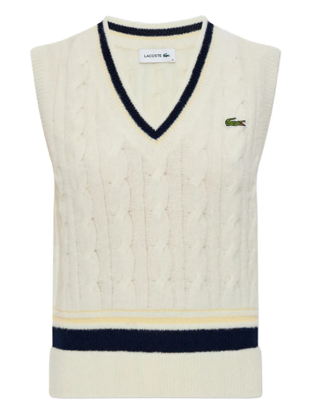 Lacoste cable-knit v-neck top - Toni neutri