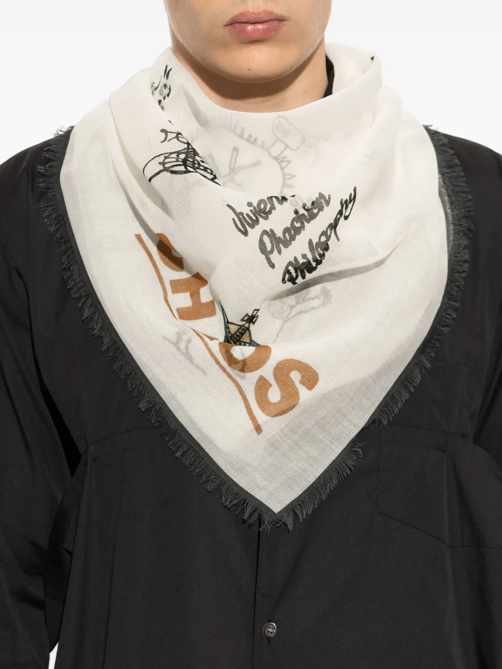 Vivienne Westwood Fringed Scarf In Neutral