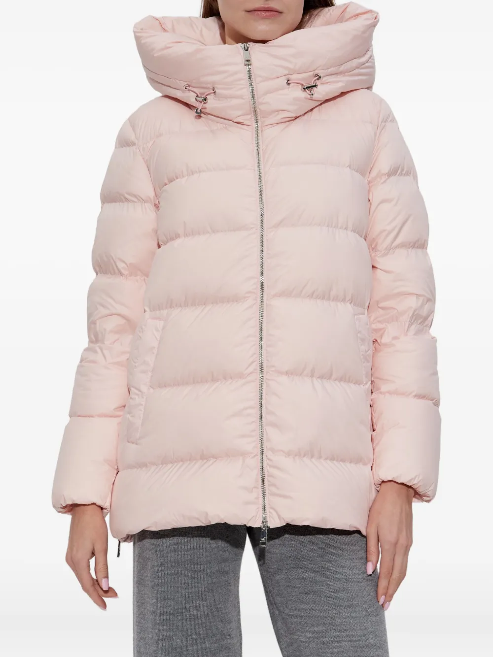 Add Quilted Down Puffer Jacket In Pink