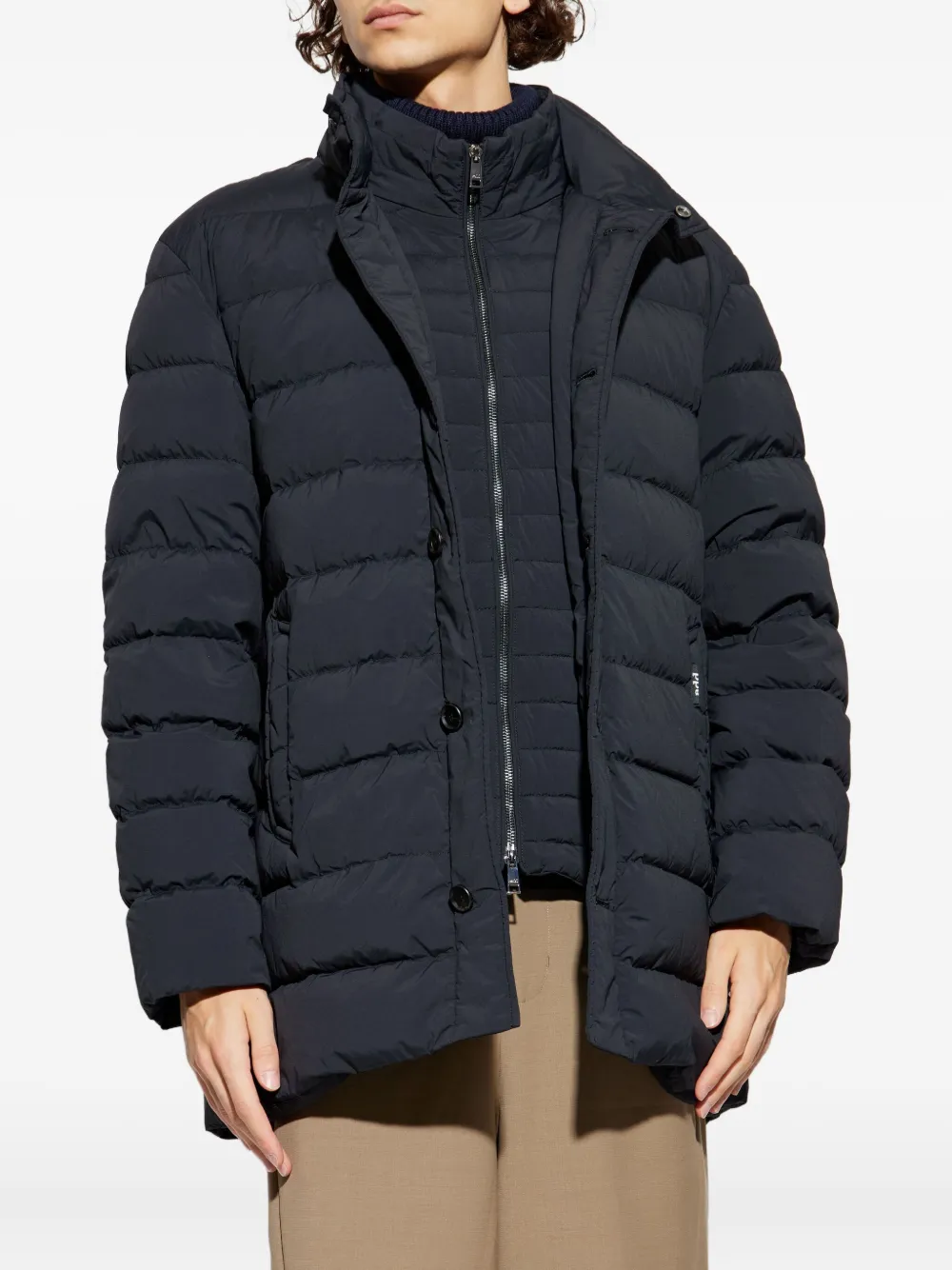 Add Gewatteerde jas met knopen Zwart