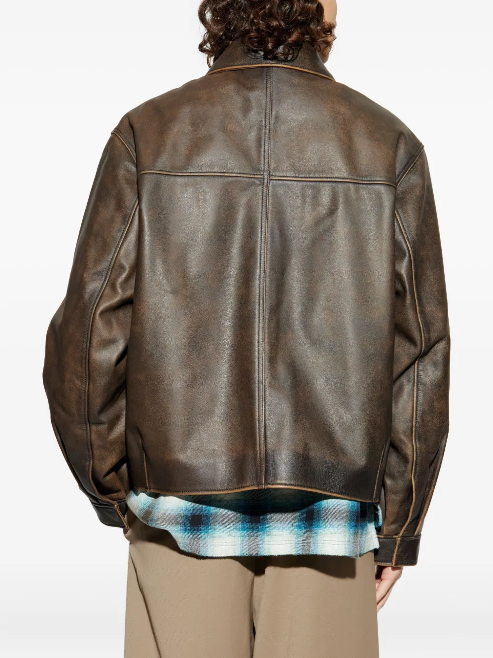 Represent Leren jack met zak en rits Bruin