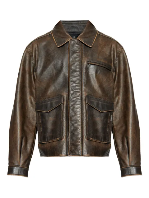 Represent pocket-zip leather jacket