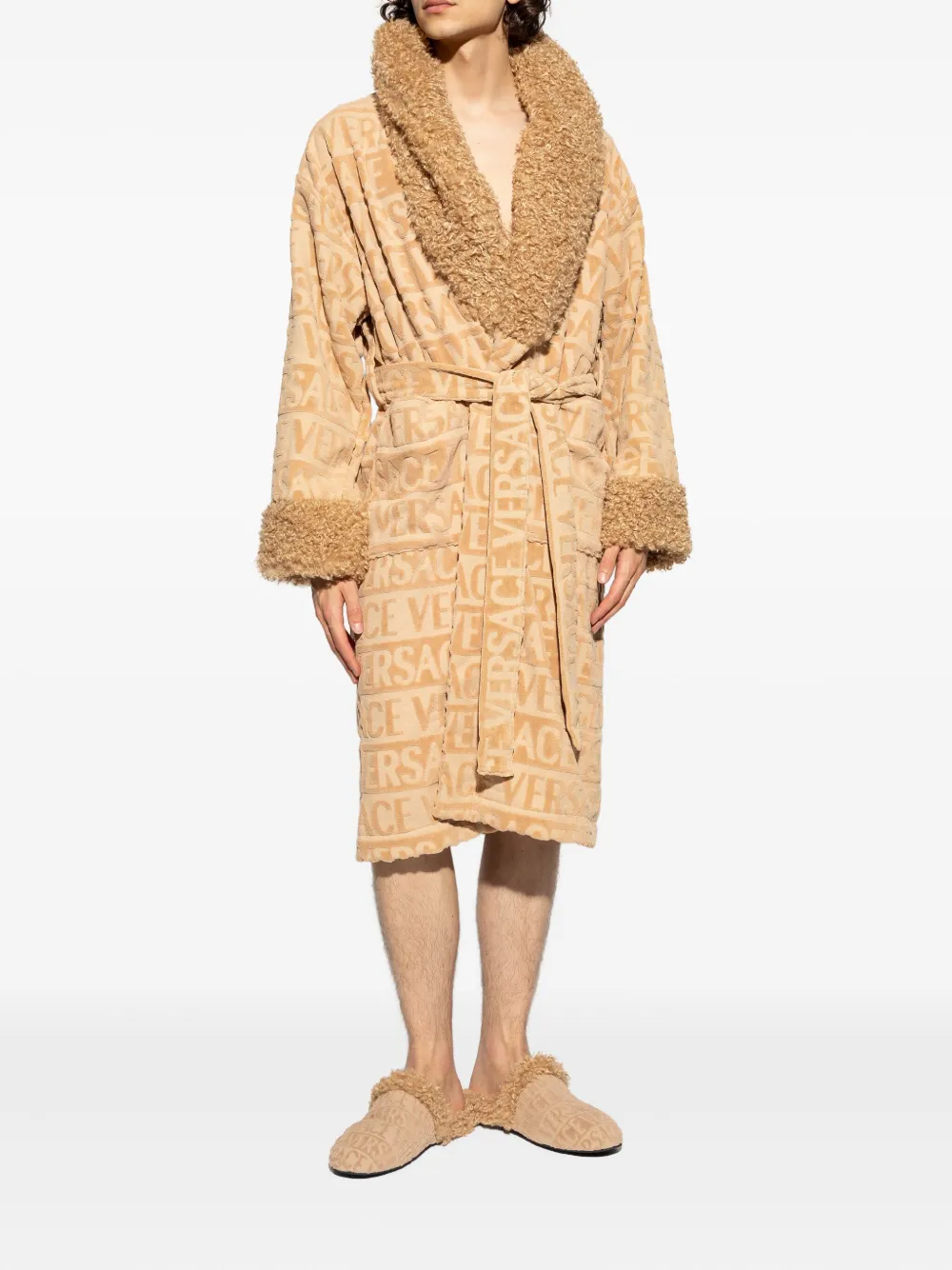 Versace Slippers met logo Beige