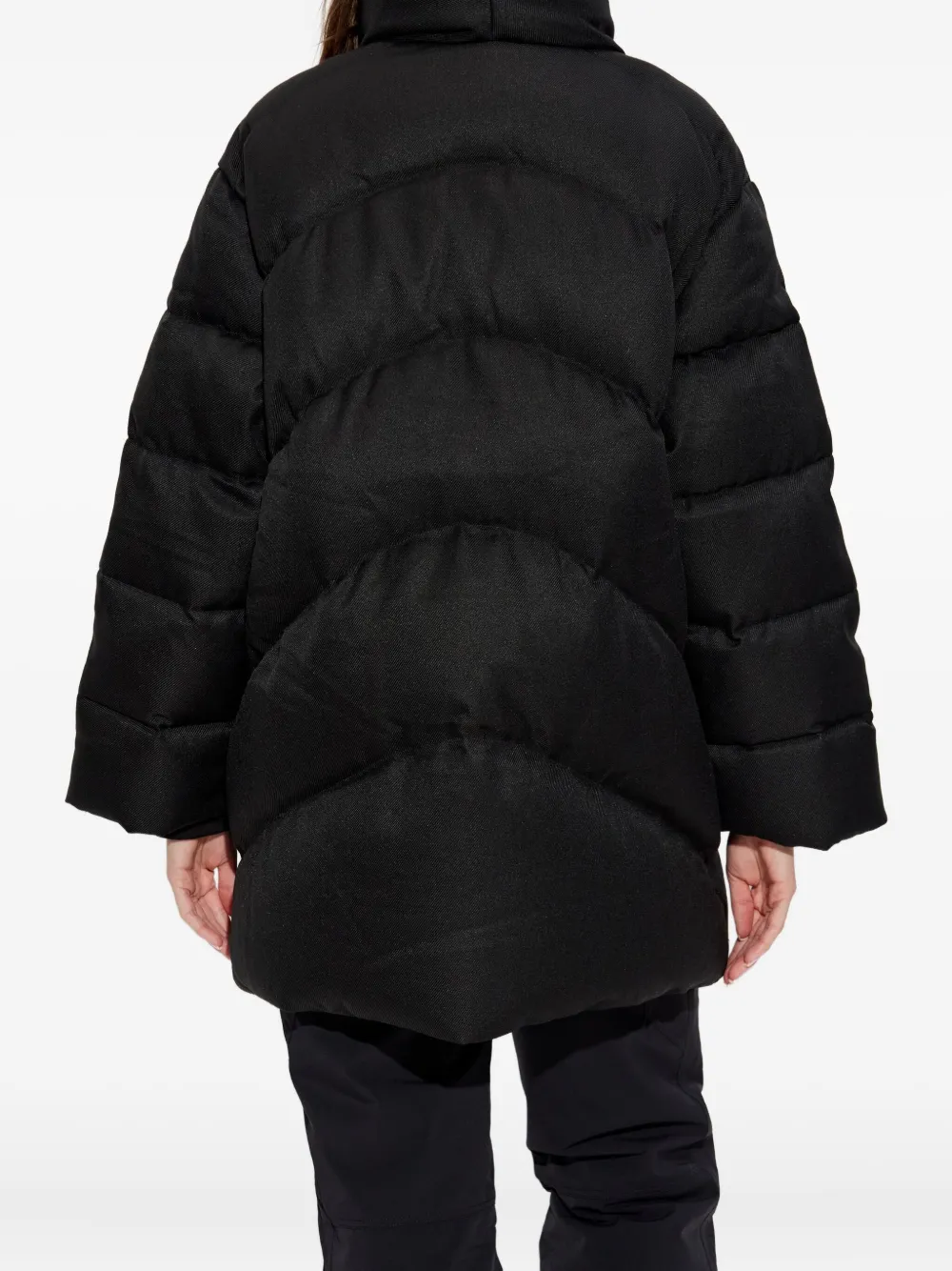 Add Button Puffer Jacket In Black
