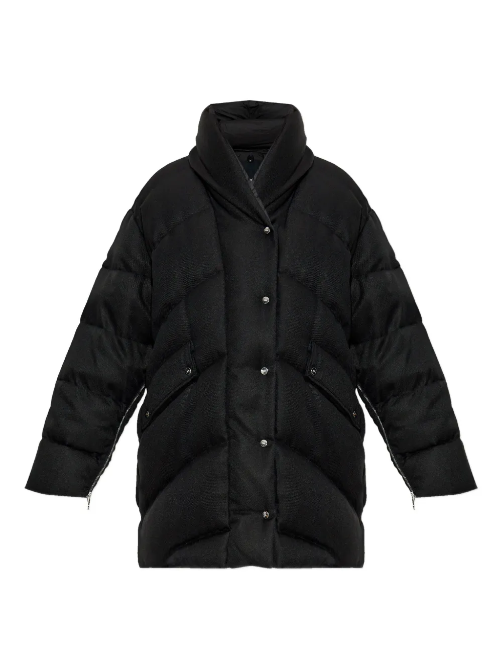 Add button puffer jacket | Black | Image 1