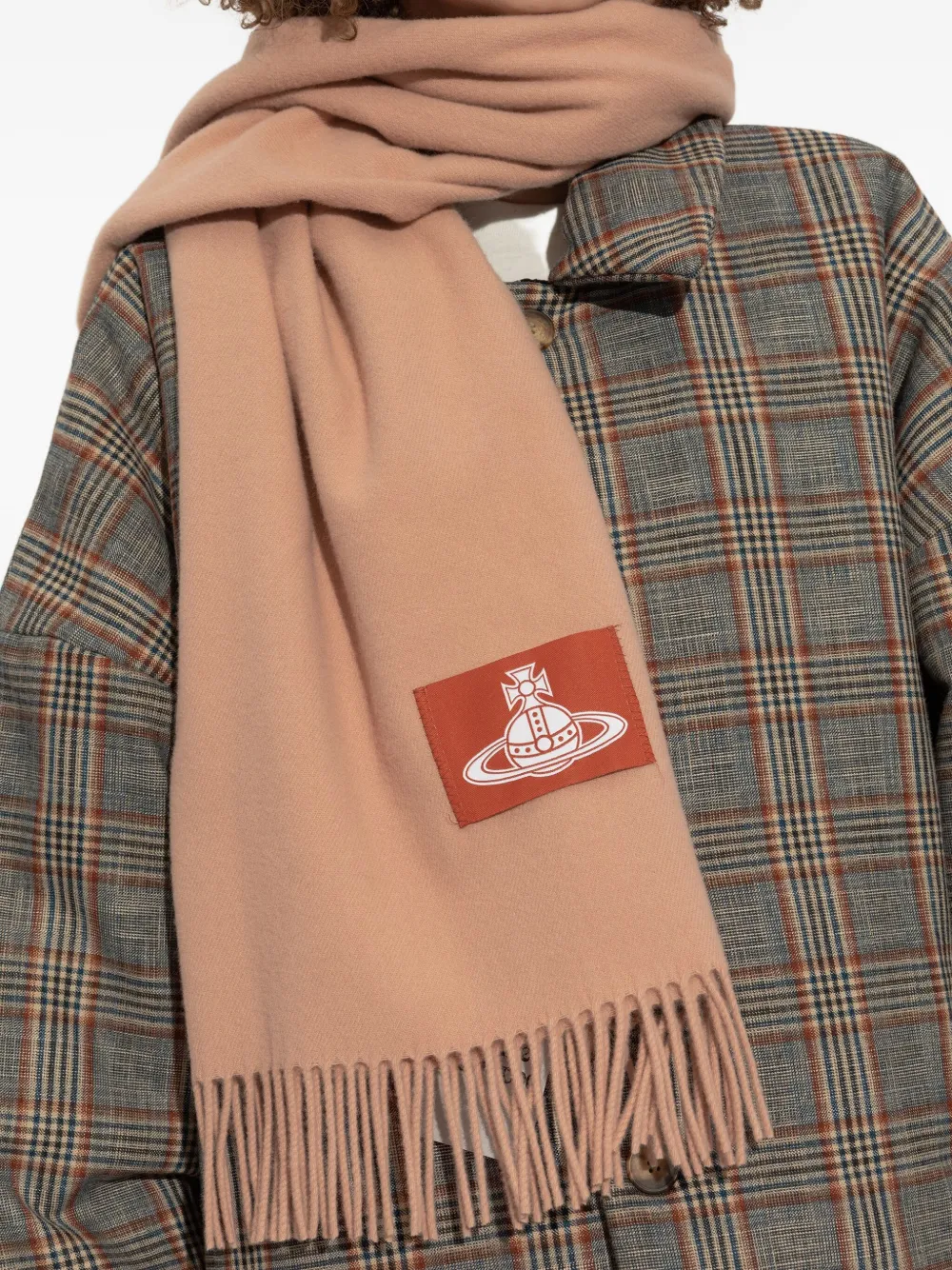 Vivienne Westwood fringed-edge logo-patch scarf | Men | Image 2