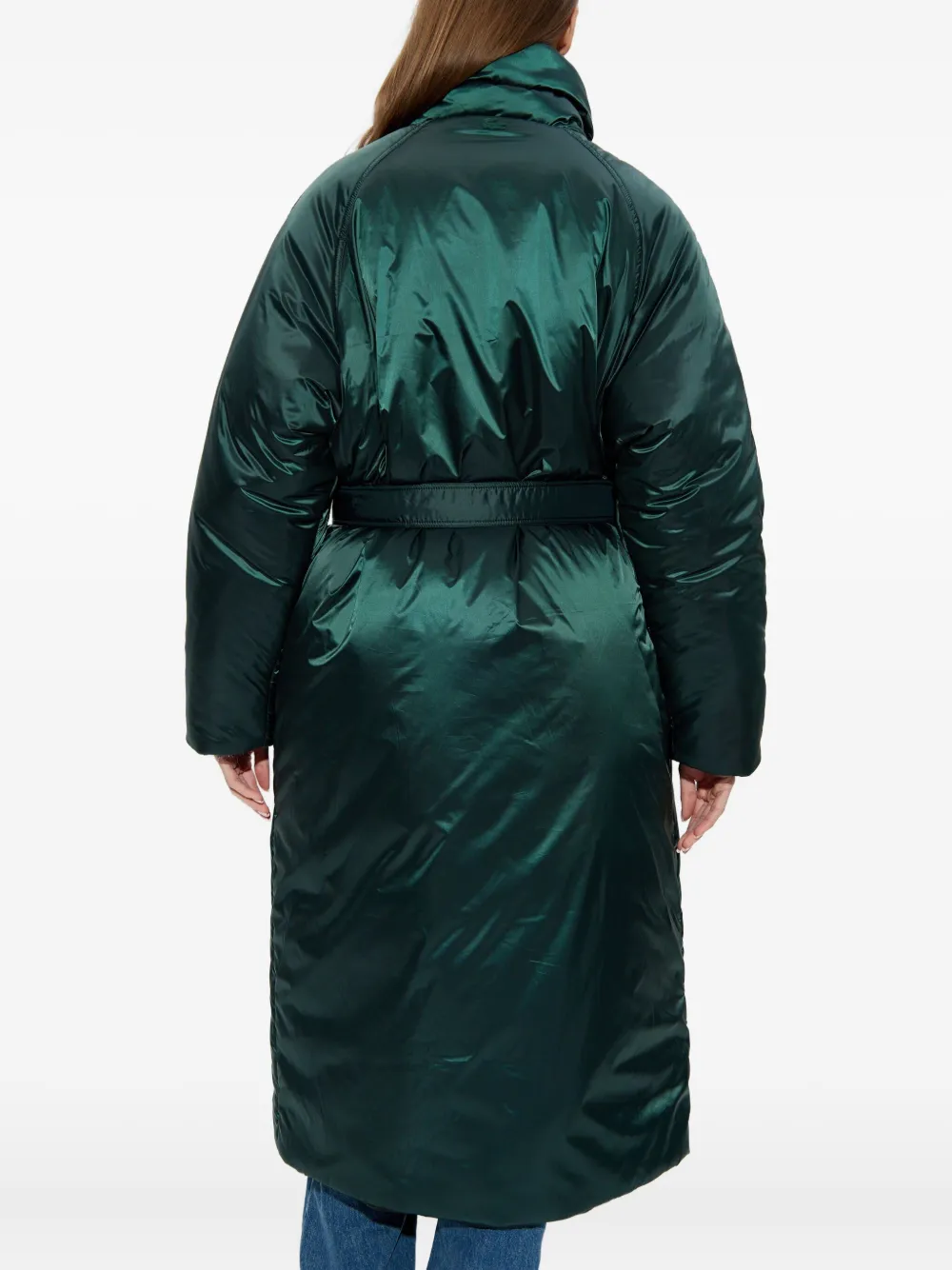 Lacoste Belted Puffer Jacket In Green