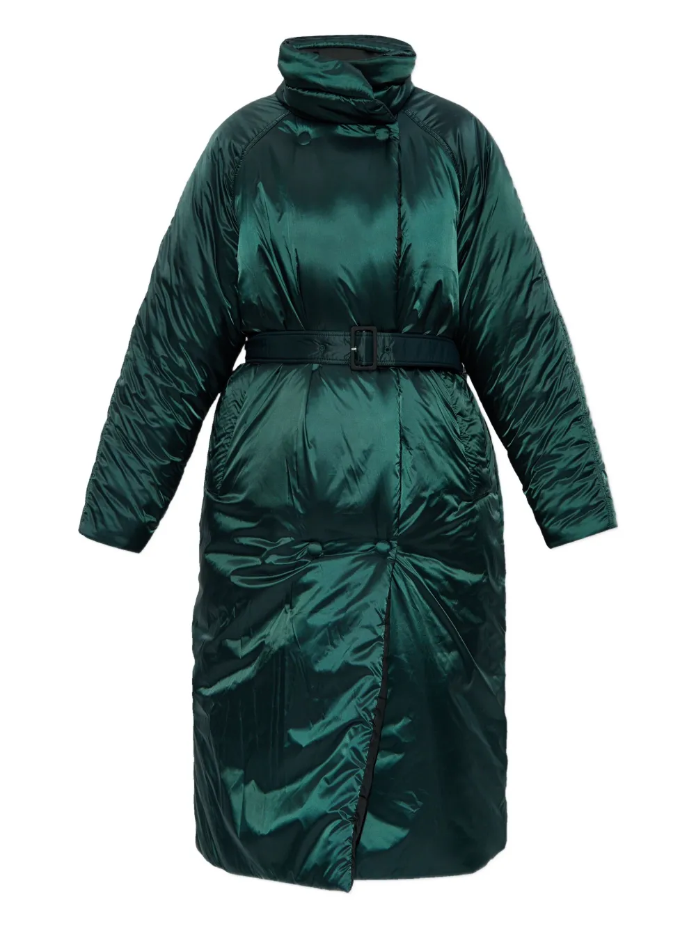 Lacoste Belted Puffer Jacket In Green