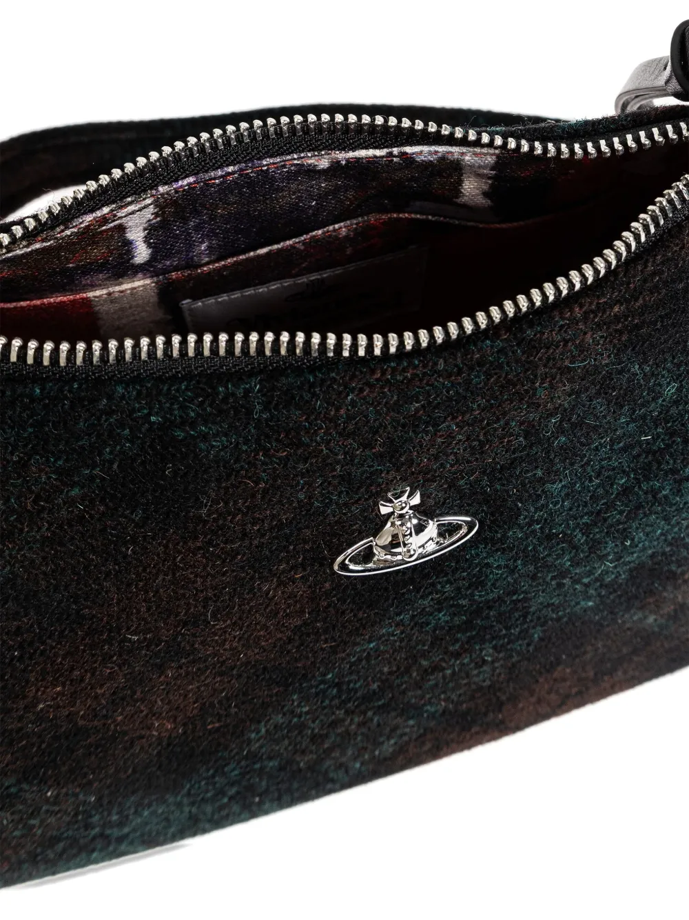 Vivienne Westwood Kate Orb-plaque Plaid Shoulder Bag In Black
