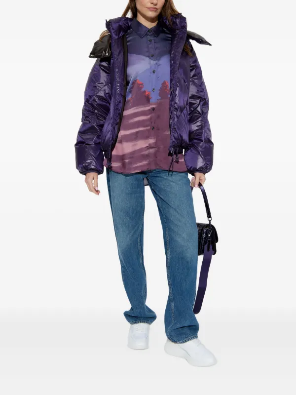 Lacoste Jaqueta Matelassê Com Capuz | Roxo | FARFETCH BR