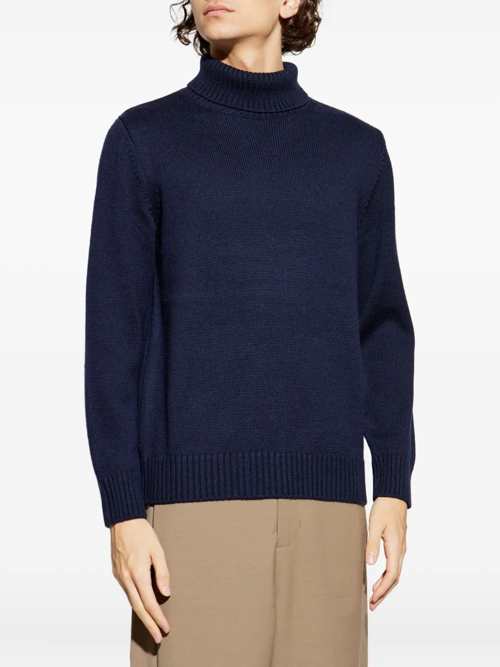 Add Roll-neck Knit Sweater In Blue