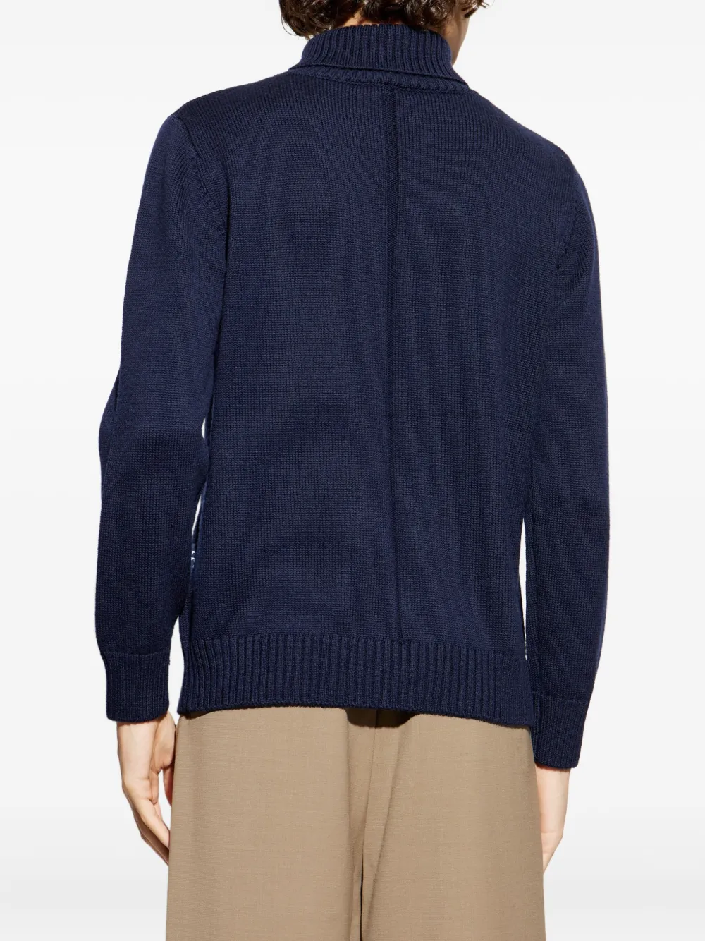 Add Roll-neck Knit Sweater In Blue