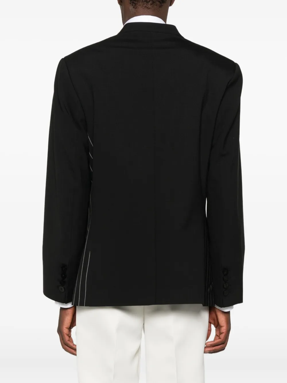 Ernest W Baker Pinstripe Double-breasted Blazer In Black