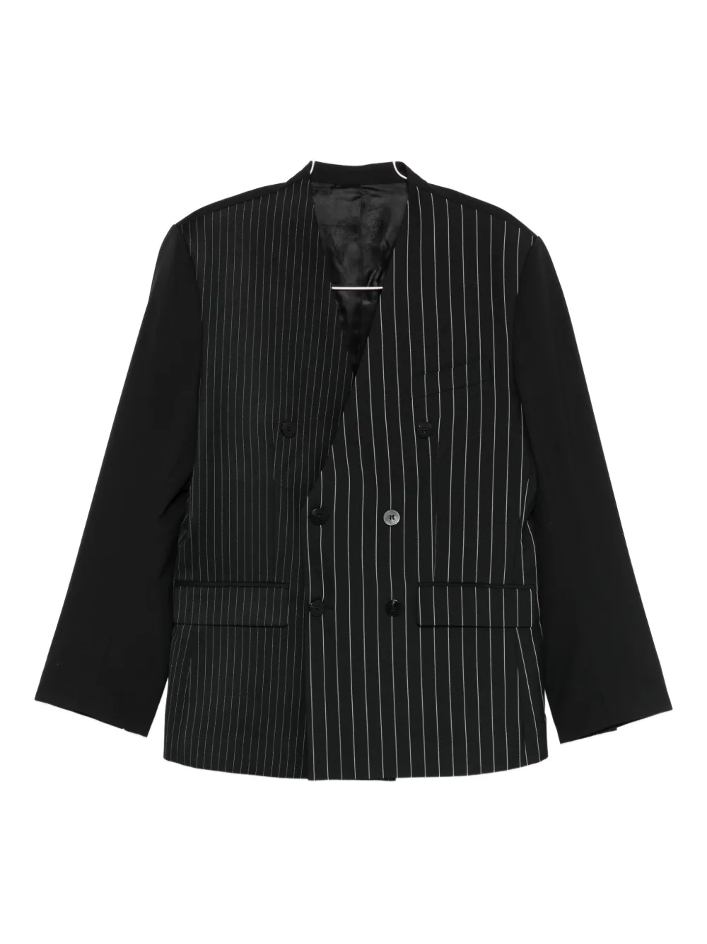 Ernest W Baker Pinstripe Double-breasted Blazer In Black