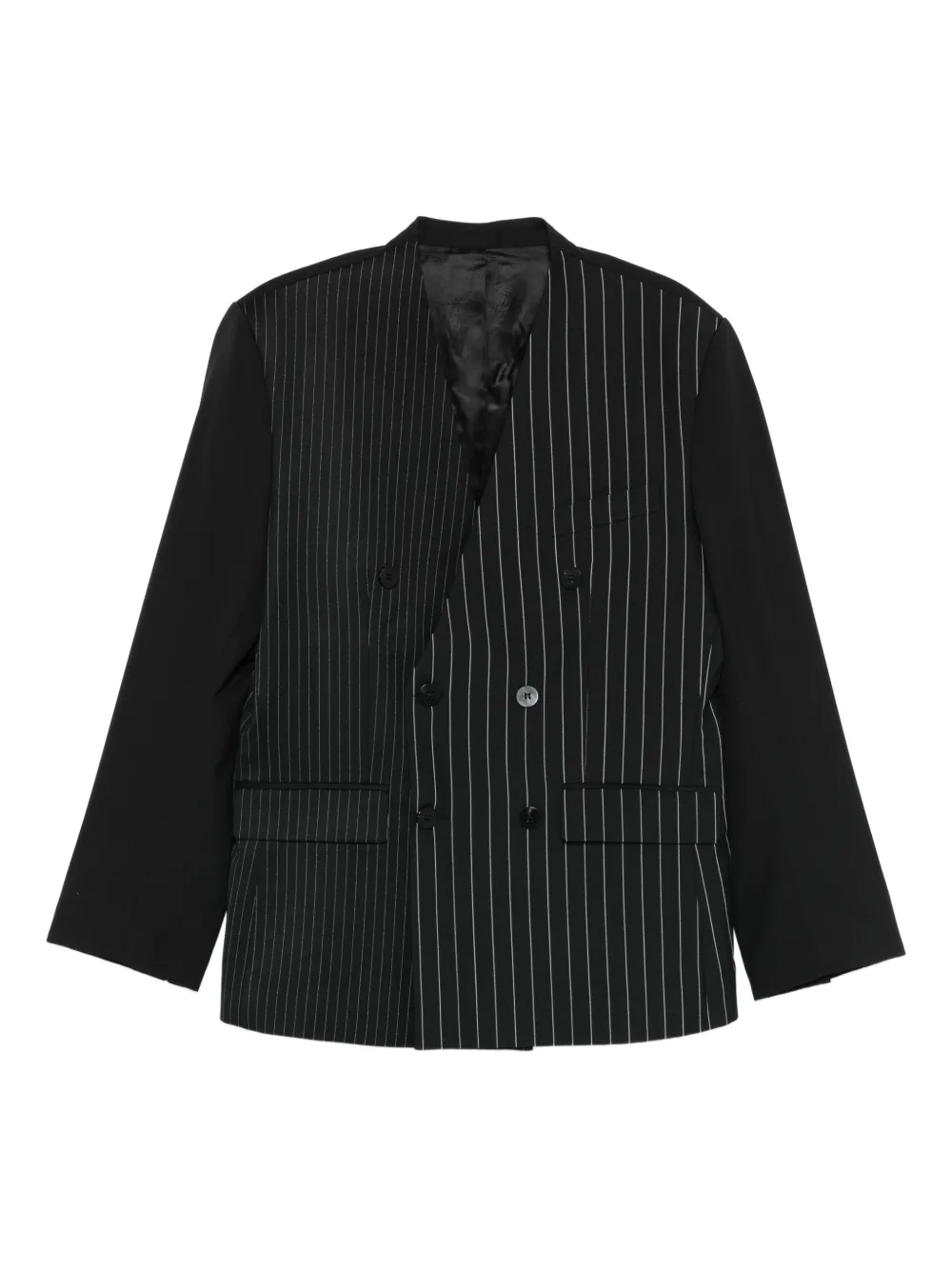 Ernest W. Baker blazer con rayas diplomáticas estampadas y doble botonadura | negro | Image 1