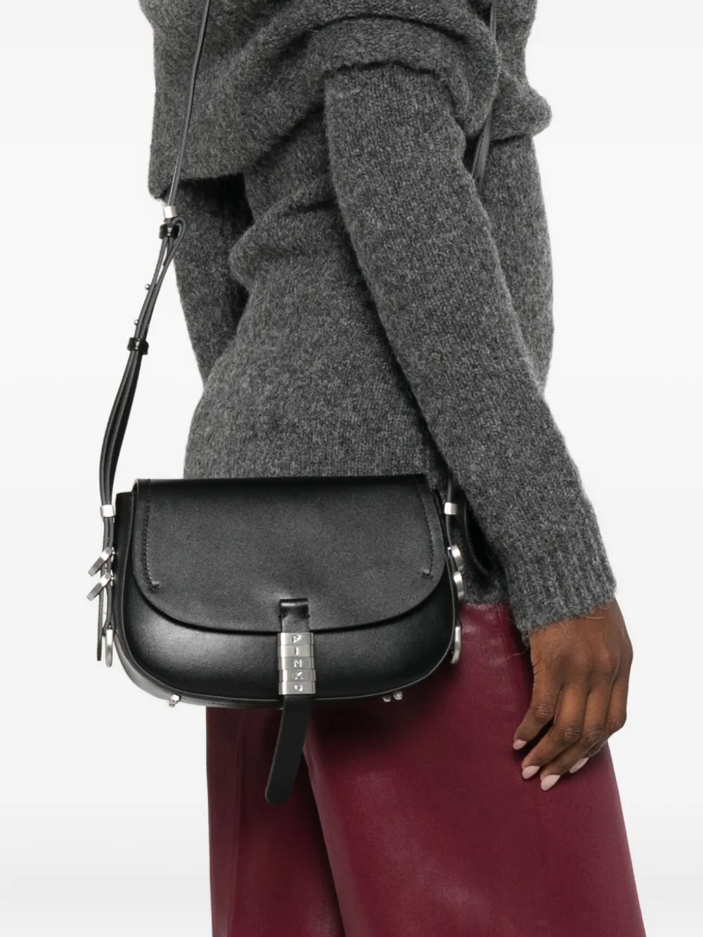 Pinko Saddle Mini Crossbody Bag In Black