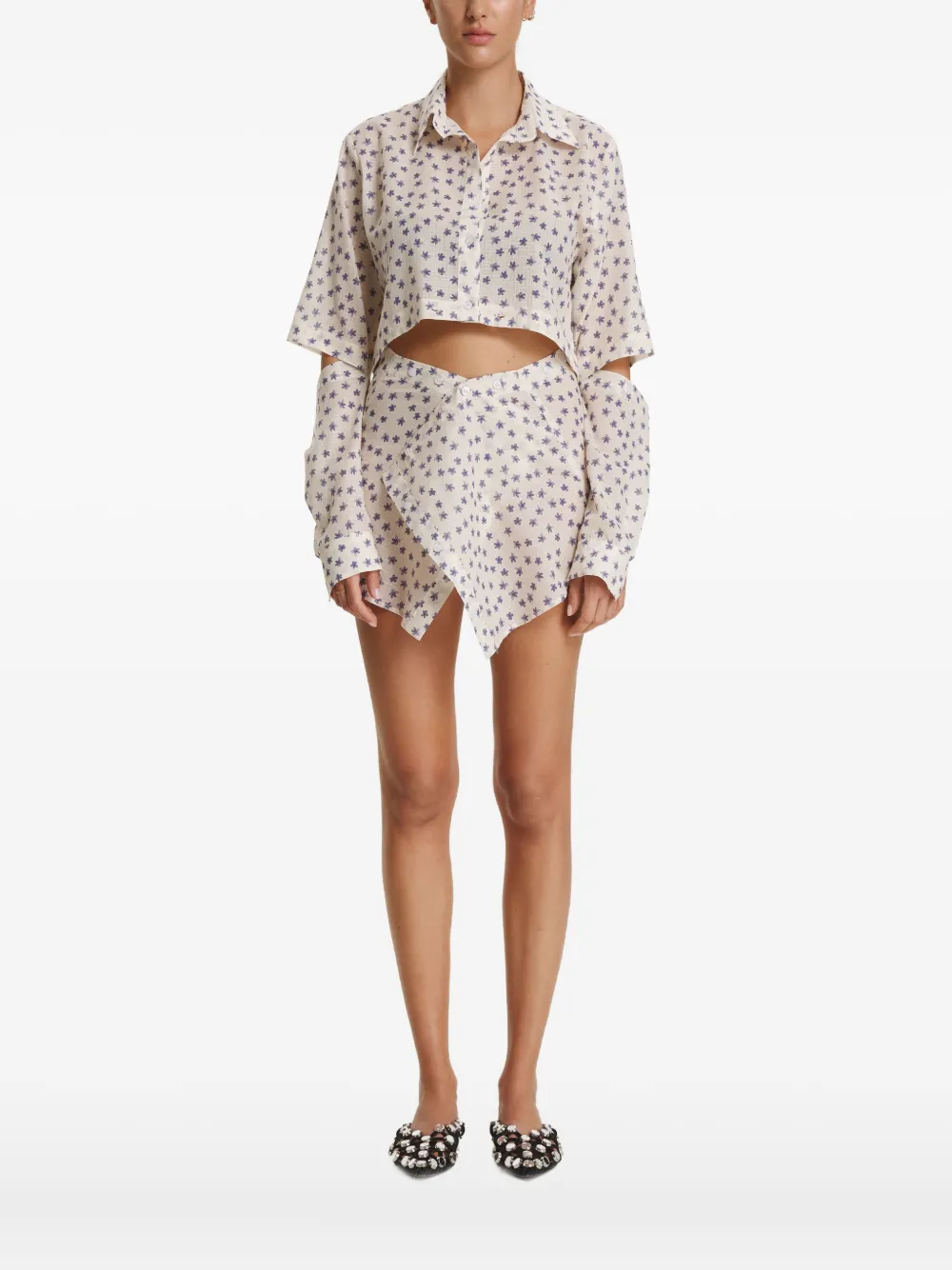 Pnk Cut-out Floral Top In Neutral