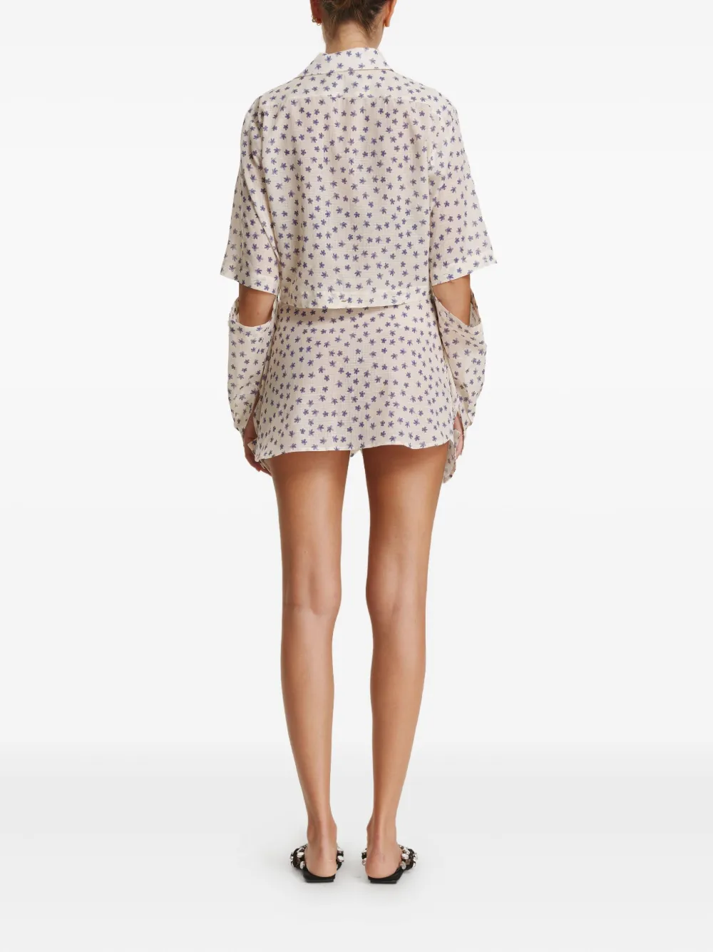 Pnk Cut-out Floral Top In Neutral