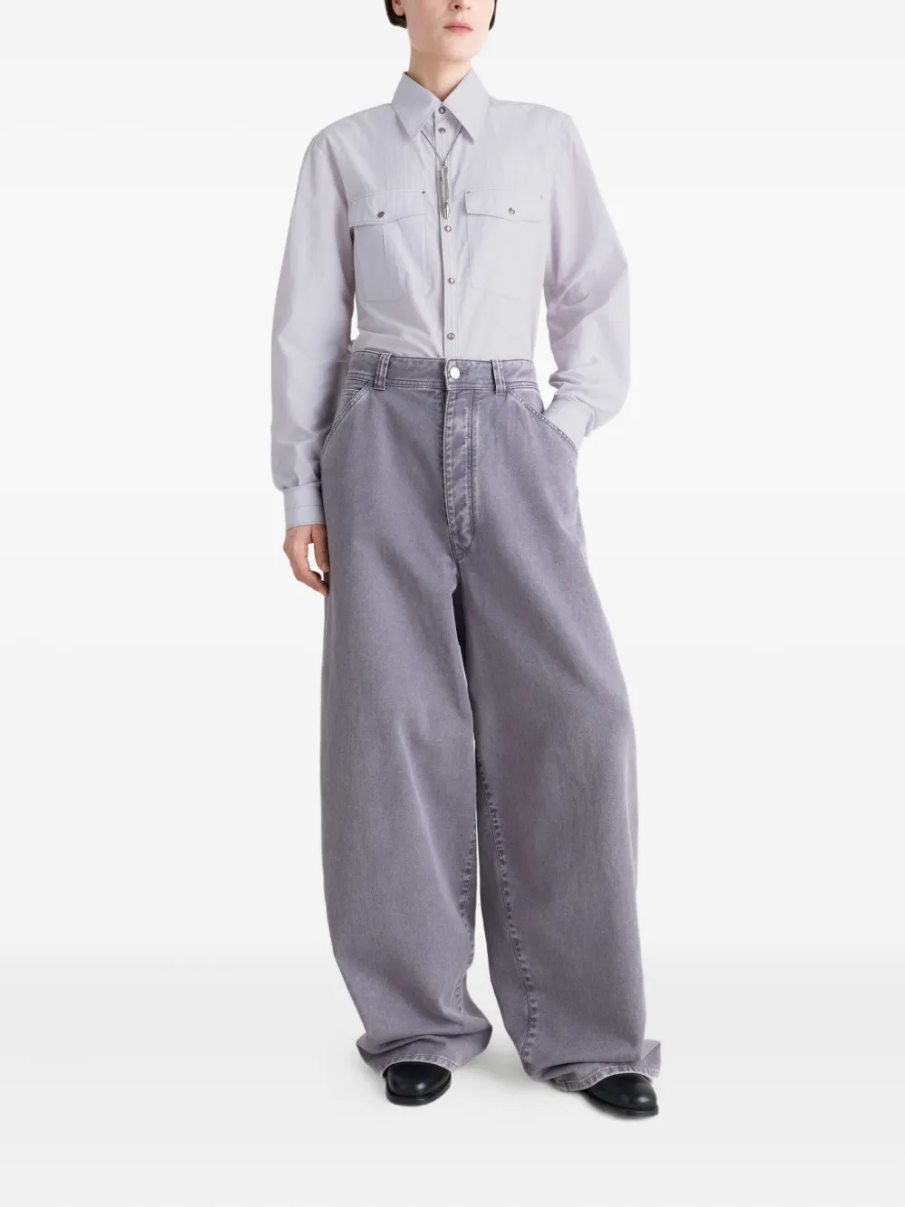 LEMAIRE chest-pocket fitted shirt - Grijs