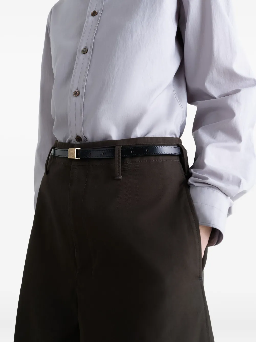 LEMAIRE Leren riem met gesp met textuur Zwart