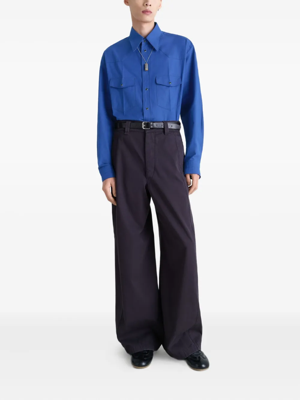LEMAIRE Overhemd met borstzak en detail - Blauw