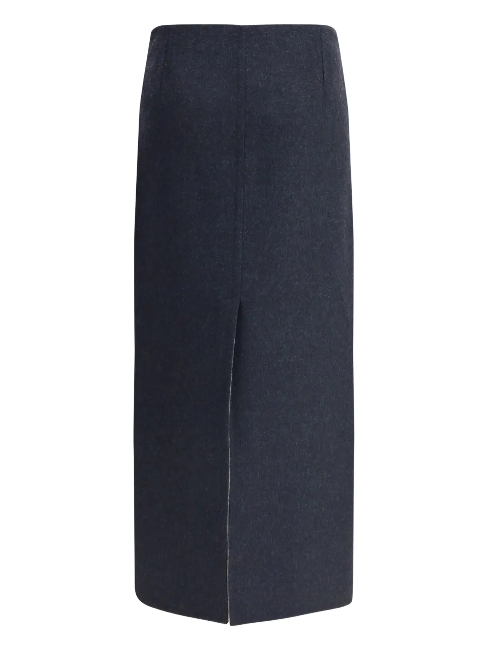 Brunello Cucinelli Slit Virgin Wool Midi Skirt In Gray