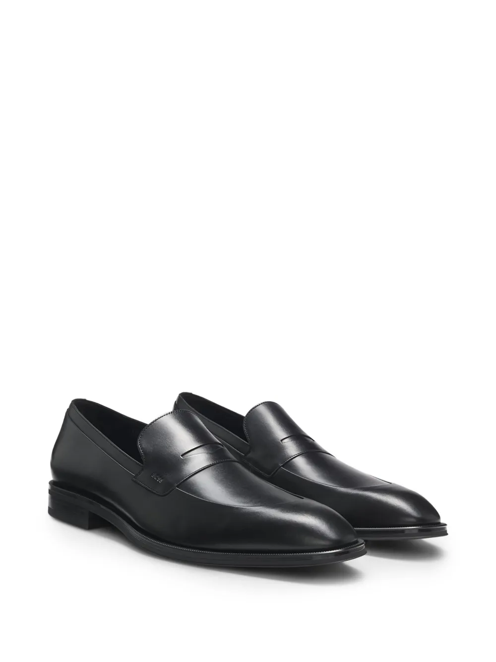 BOSS Leren loafers Zwart