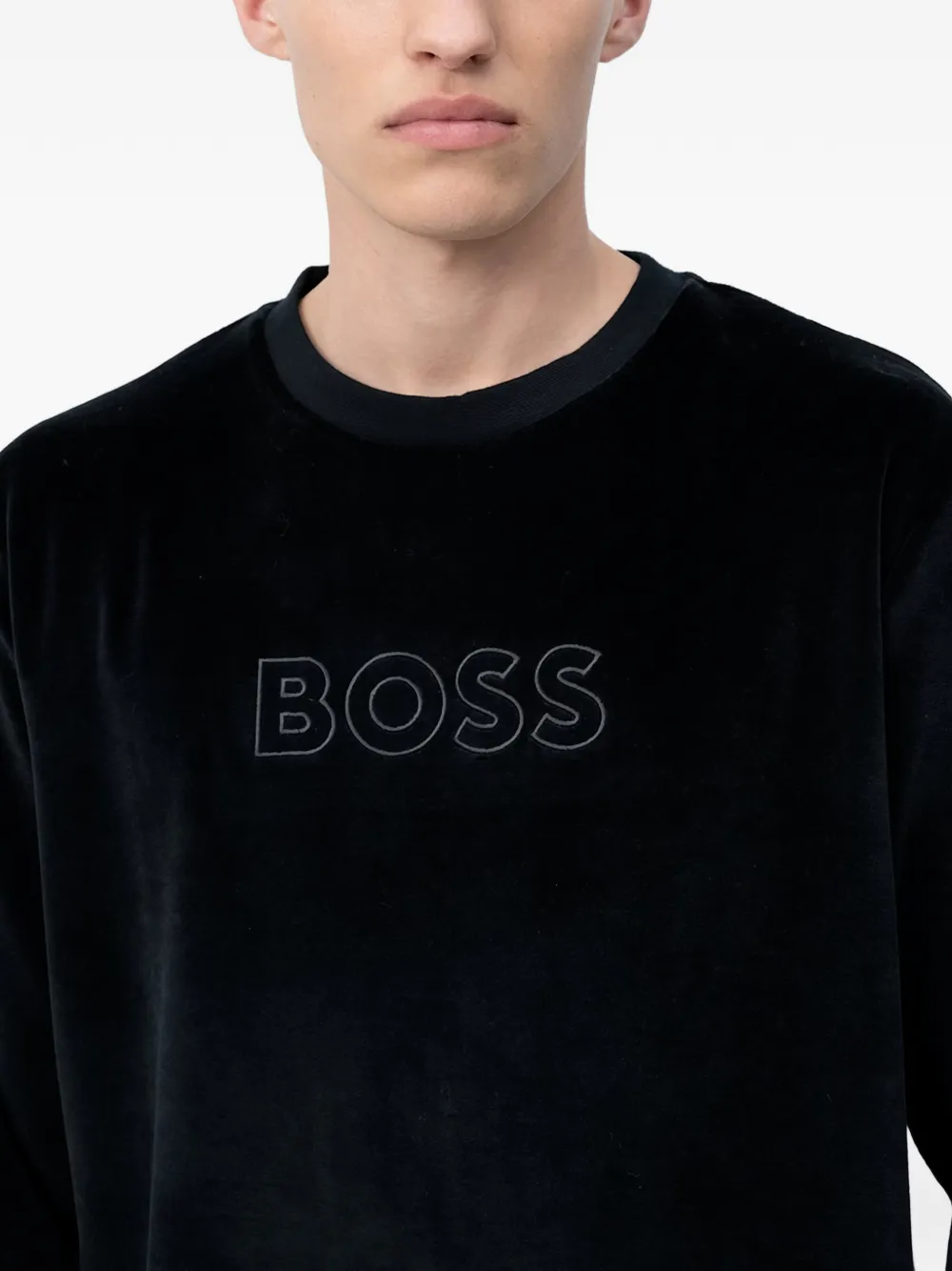 BOSS Sweater met reliëf Zwart