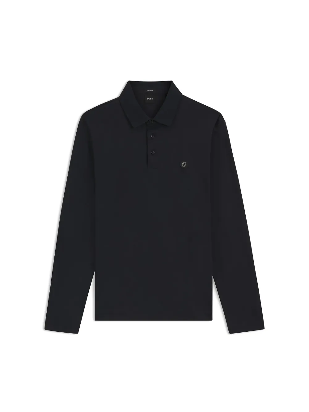 BOSS long-sleeve logo polo shirt - Zwart