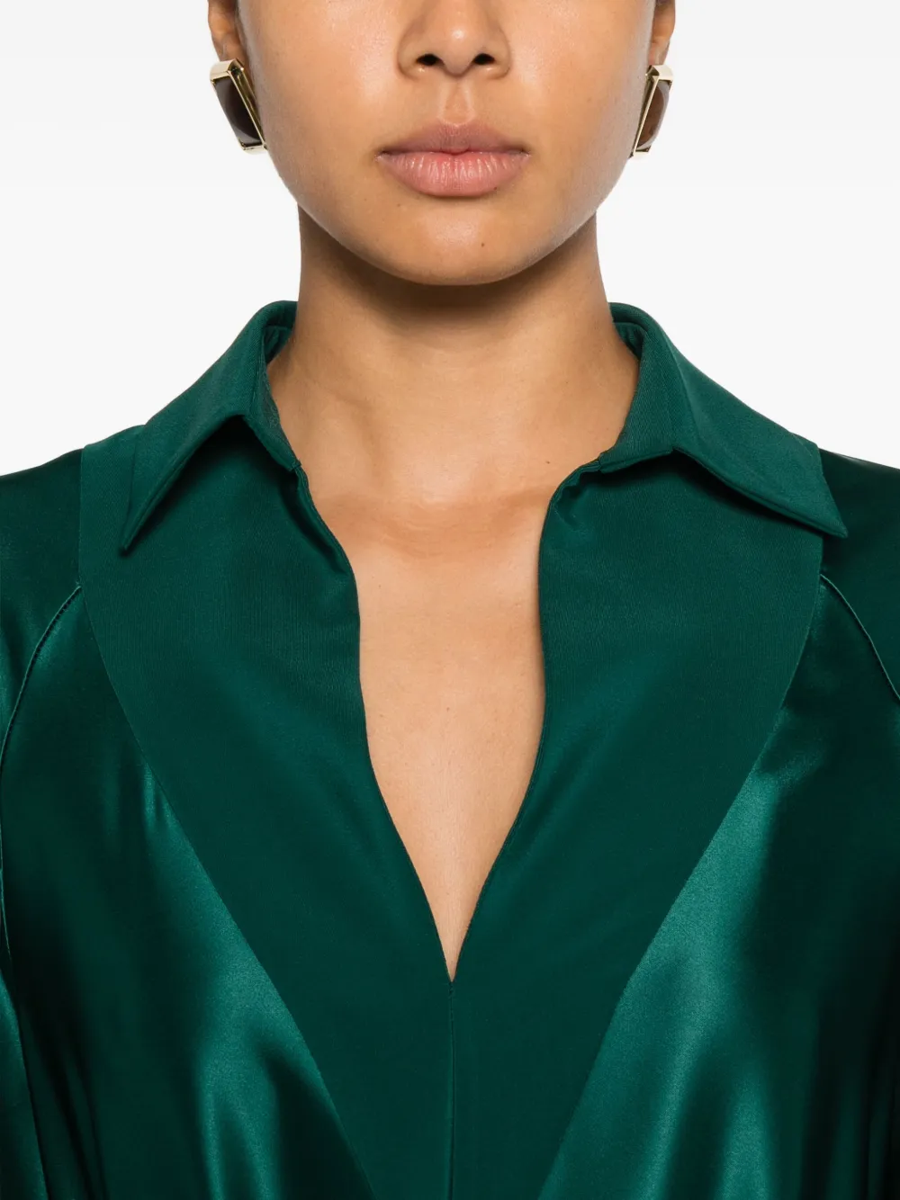 Kiton Tie-waist Collared Maxi Dress In Green