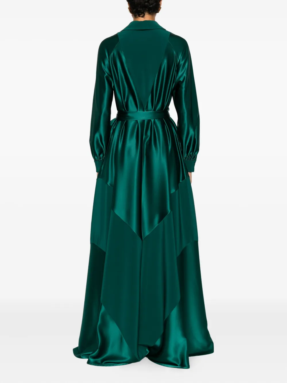 Kiton Tie-waist Collared Maxi Dress In Green