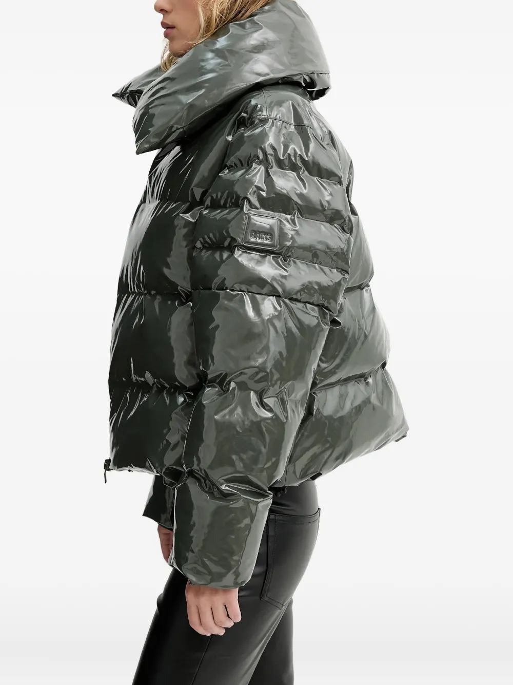 Rains Alta Vision Short Puffer Jacket Swamp In Green