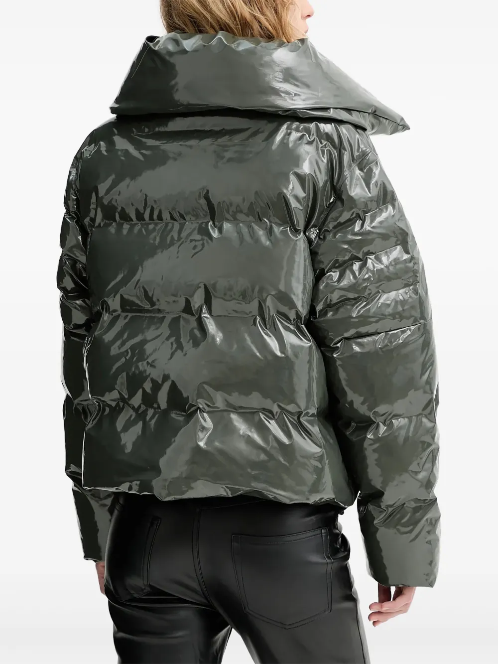 Rains Alta Vision Short Puffer Jacket Swamp In Green