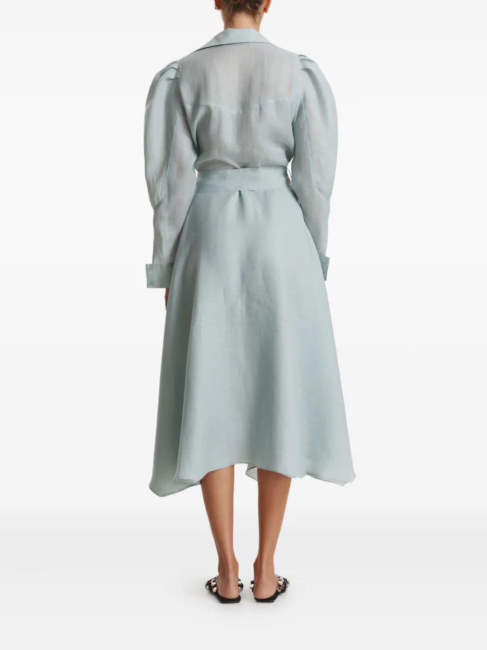 Pnk Aqua Tie-waist Layered Midi Dress In Blue