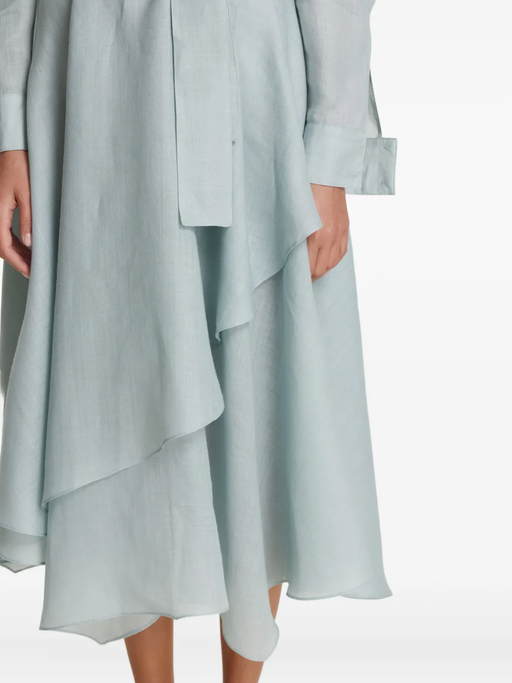 Pnk Aqua Tie-waist Layered Midi Dress In Blue