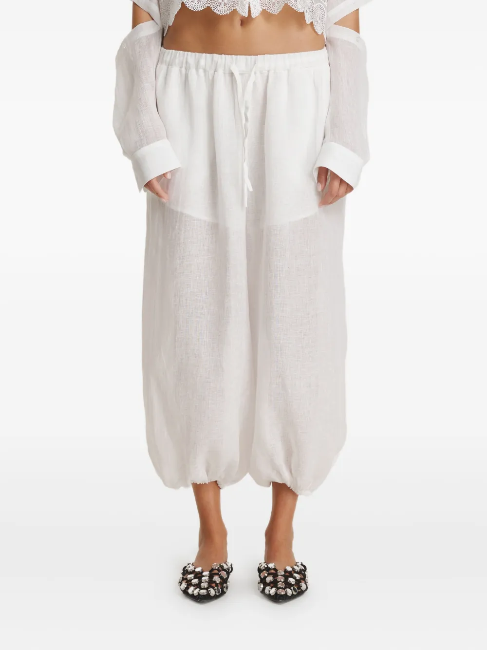 PNK drawstring linen trousers | White | Image 1
