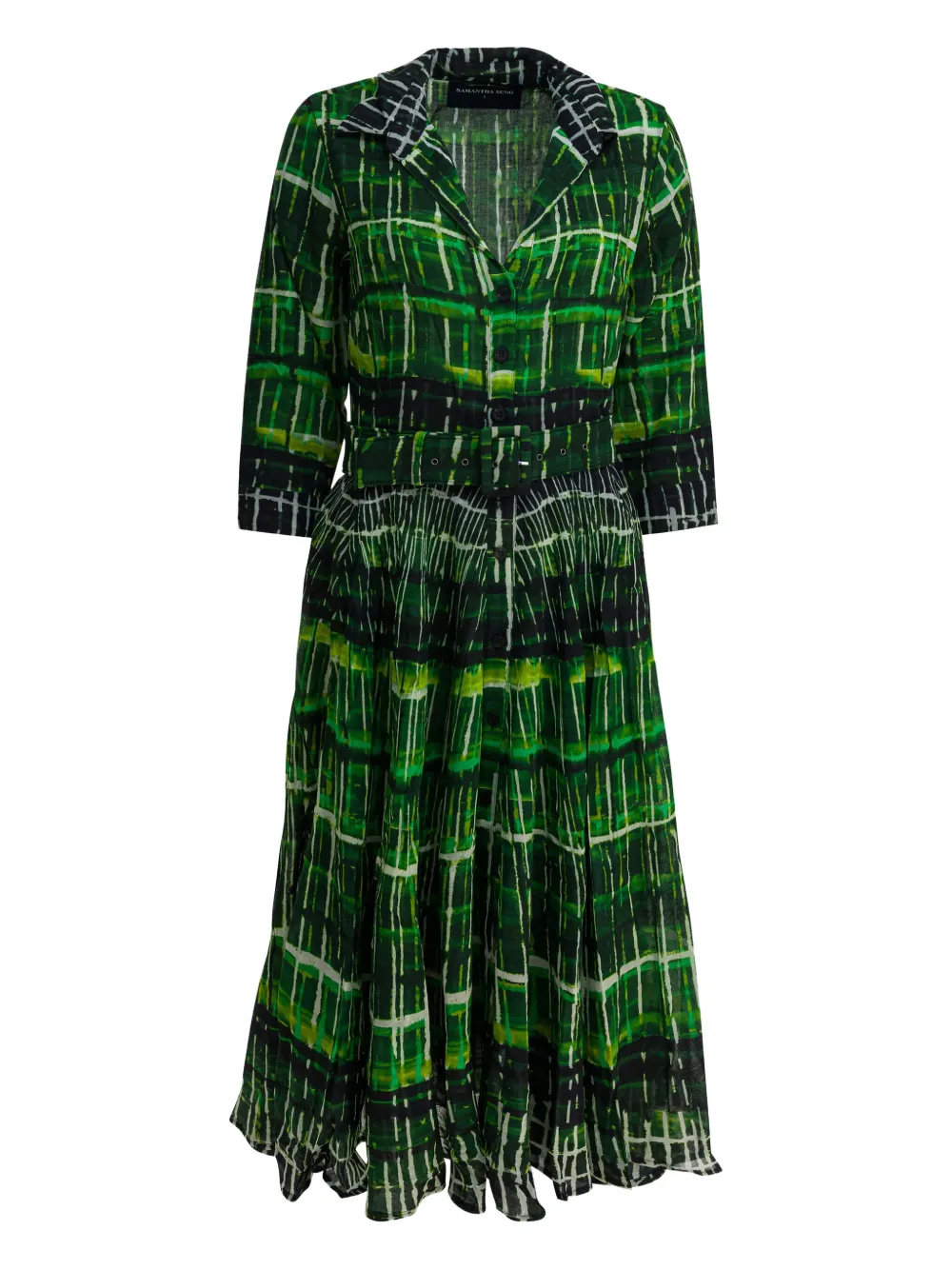 Samantha Sung Green Tie-dye Wool Dress In Green