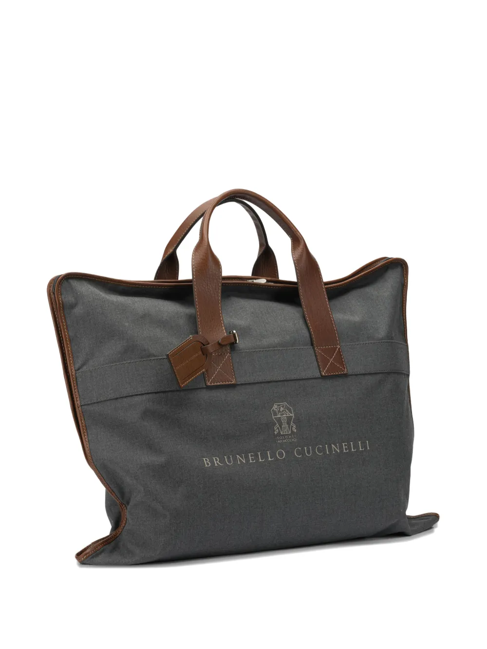 Brunello Cucinelli leather-trimmed suit carrier Grijs