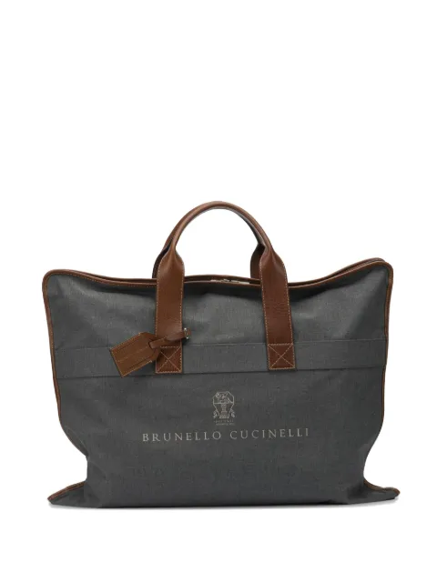Brunello Cucinelli leather-trimmed suit carrier