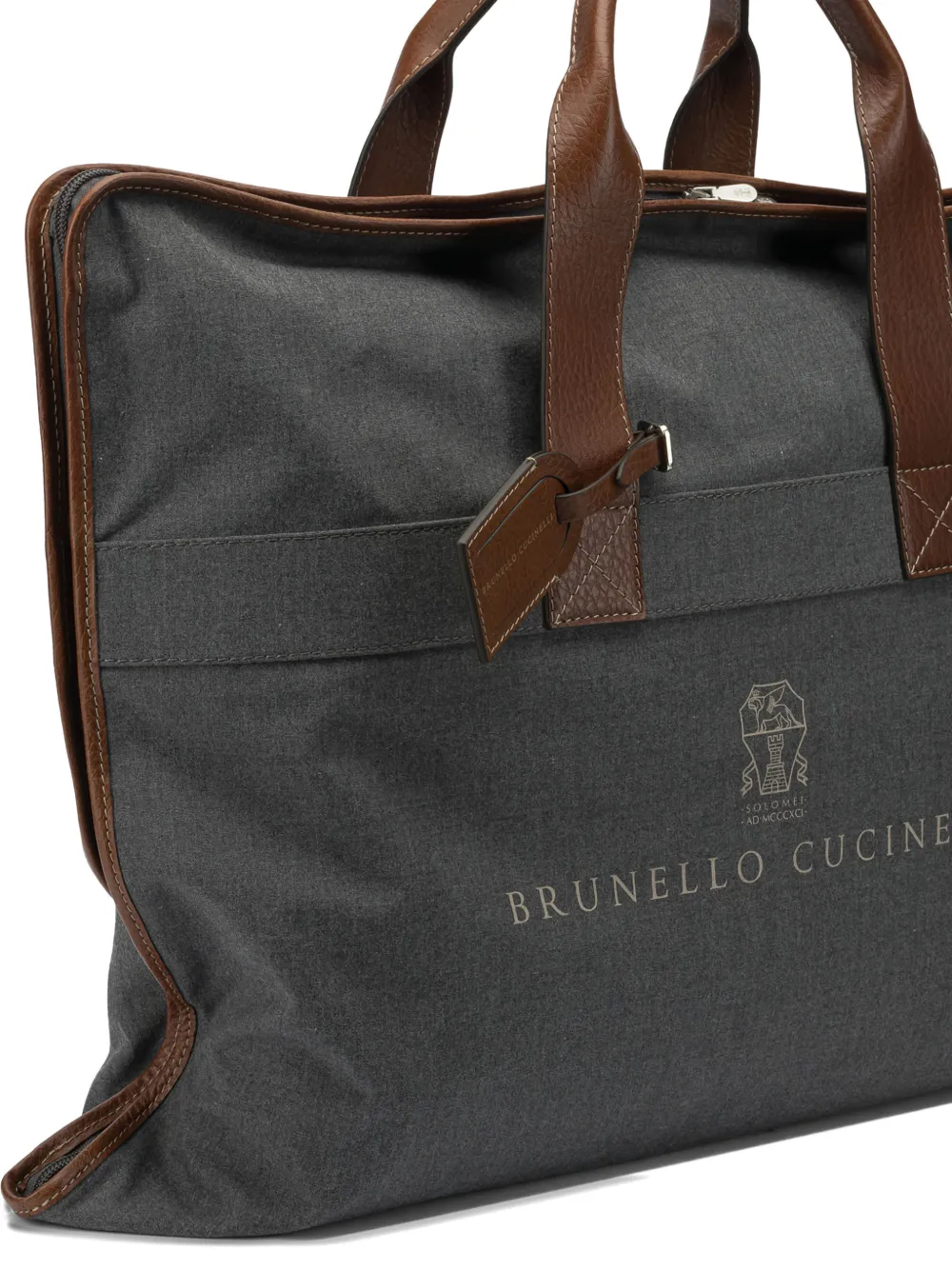 Brunello Cucinelli leather-trimmed suit carrier Grijs
