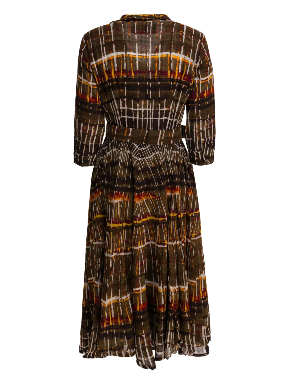 Samantha Sung Plaid Belted Dress In Brown