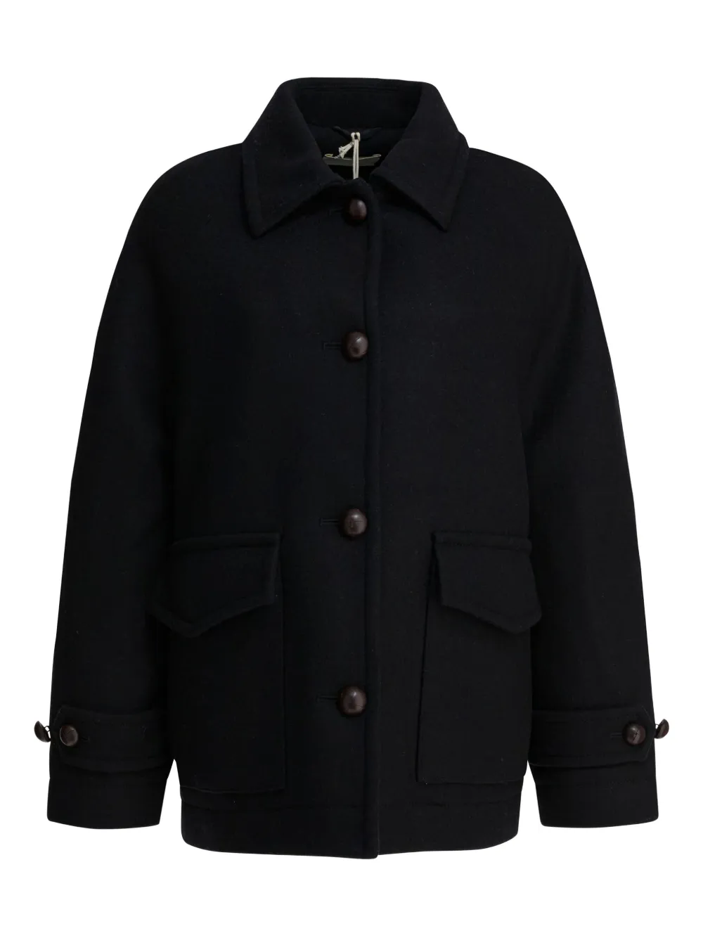 Circolo 1901 Black Wool Double-breasted Coat In Black