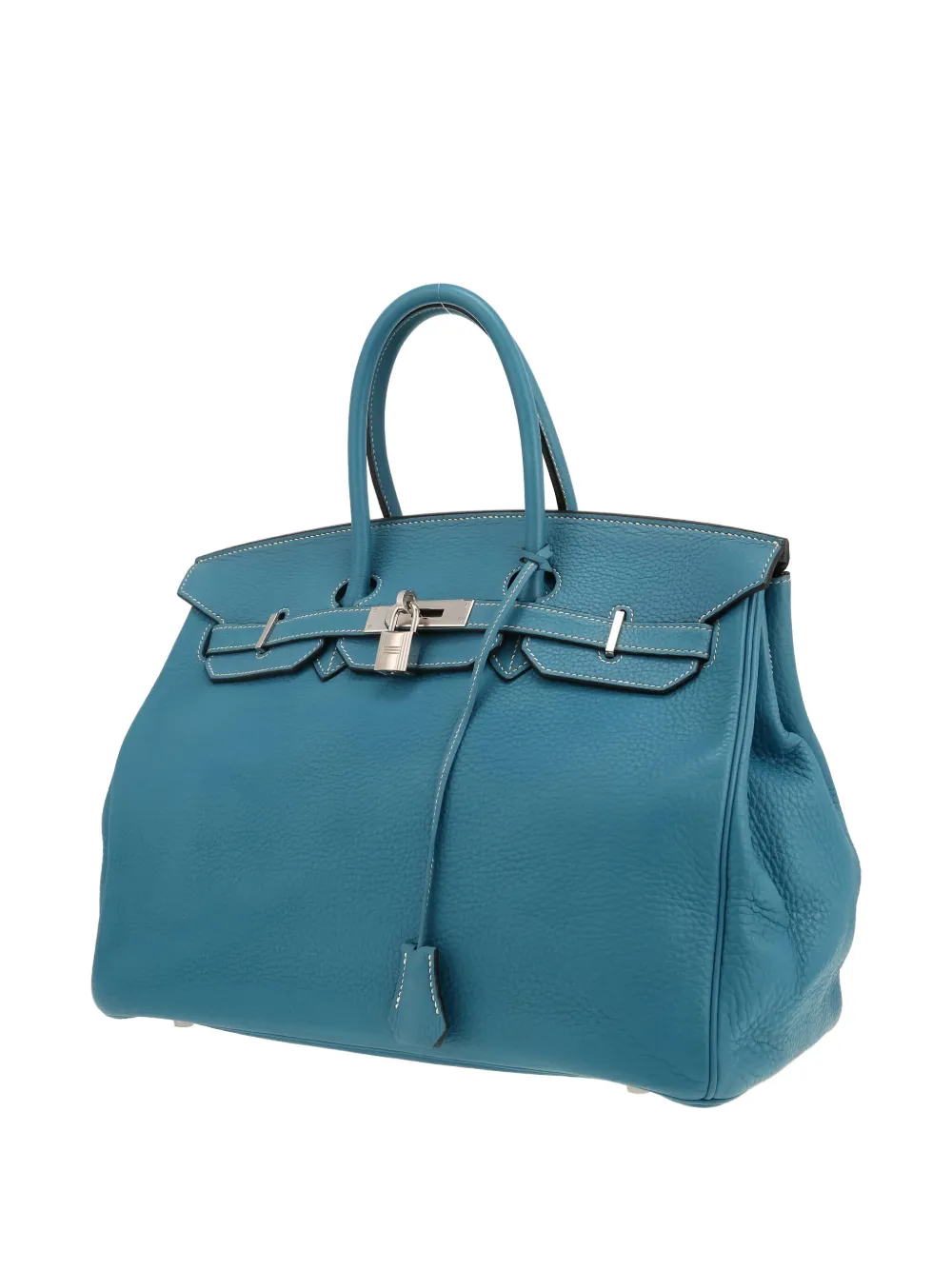 Pre-owned Hermes 2007 Birkin 35 Leather Tote Bag In Blue