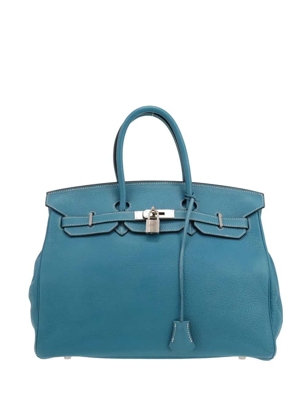 Pre-owned Hermes 2007 Birkin 35 Leather Tote Bag In Blue