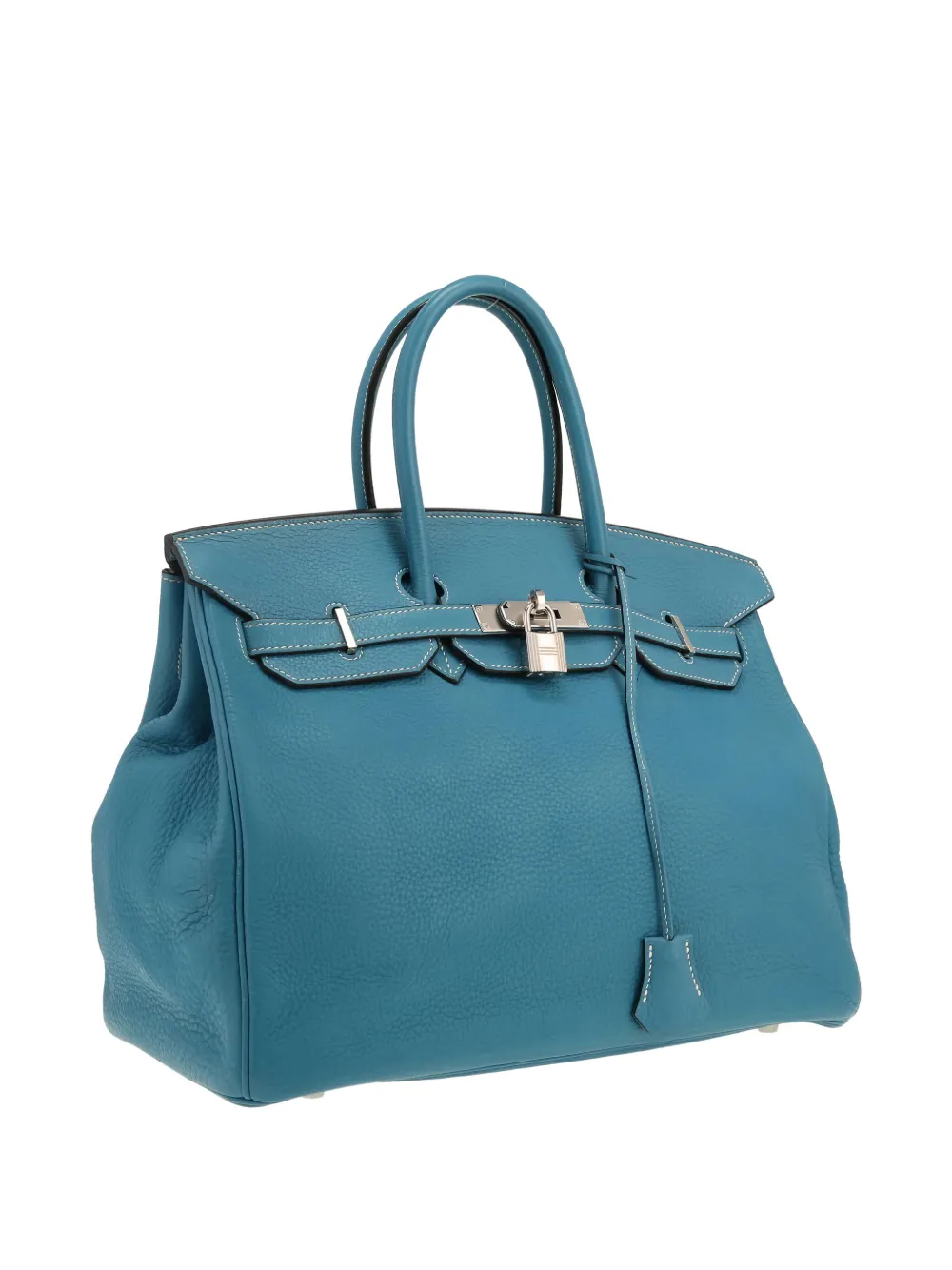 Pre-owned Hermes 2007 Birkin 35 Leather Tote Bag In Blue