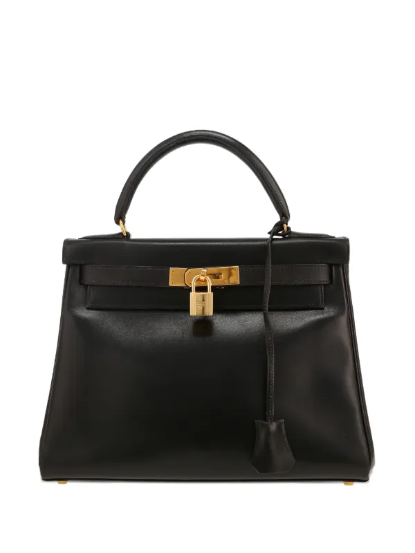 Hermès Pre-owned 1995 Kelly 28 Leather Tote Bag in Black