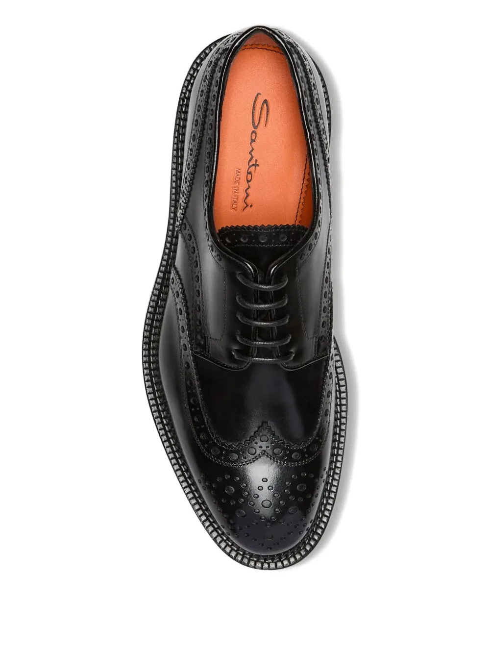 Santoni Derby schoenen met brogue detail Zwart