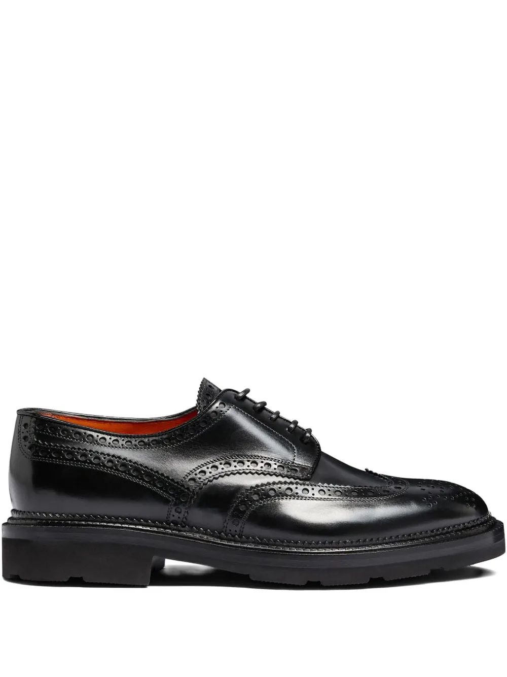 Santoni brogue-detailing leather Derby shoes - Nero