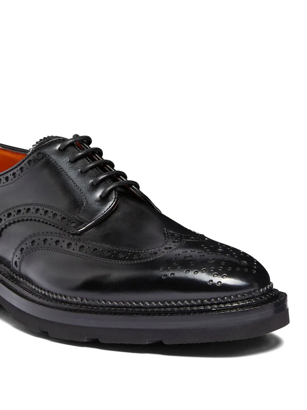 Santoni Derby schoenen met brogue detail Zwart