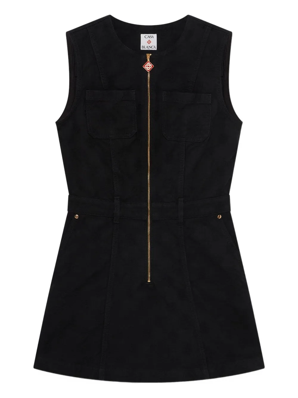 Casablanca zip-pocket mini dress - Nero